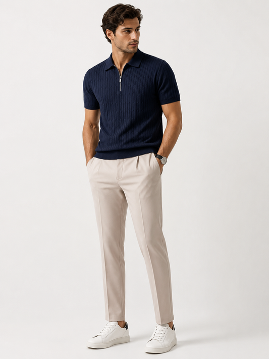 Valerio | Polo jacquard y pantalón tapered