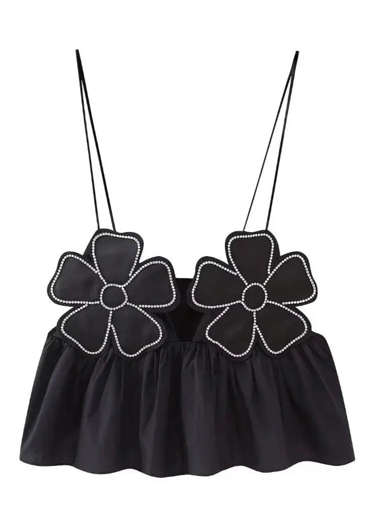 Arabella | Top floral con pedreria