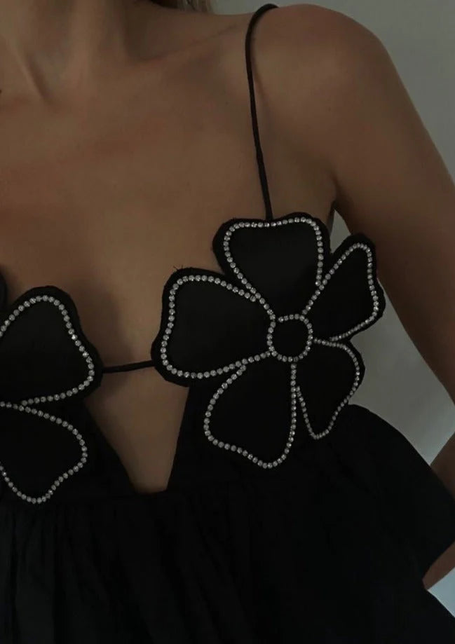 Arabella | Top floral con pedreria