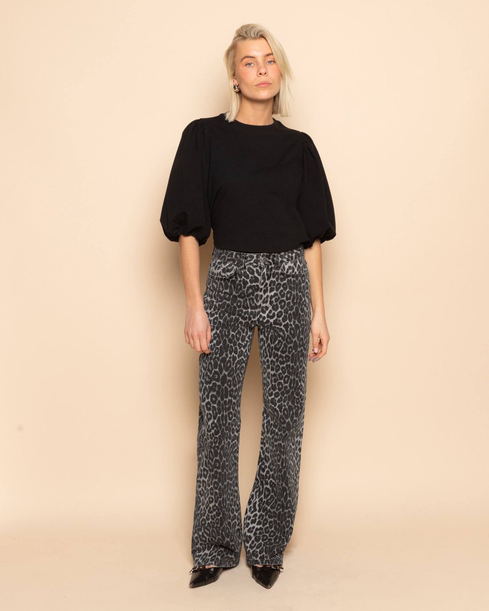Jeans Oscura | leopardo gris