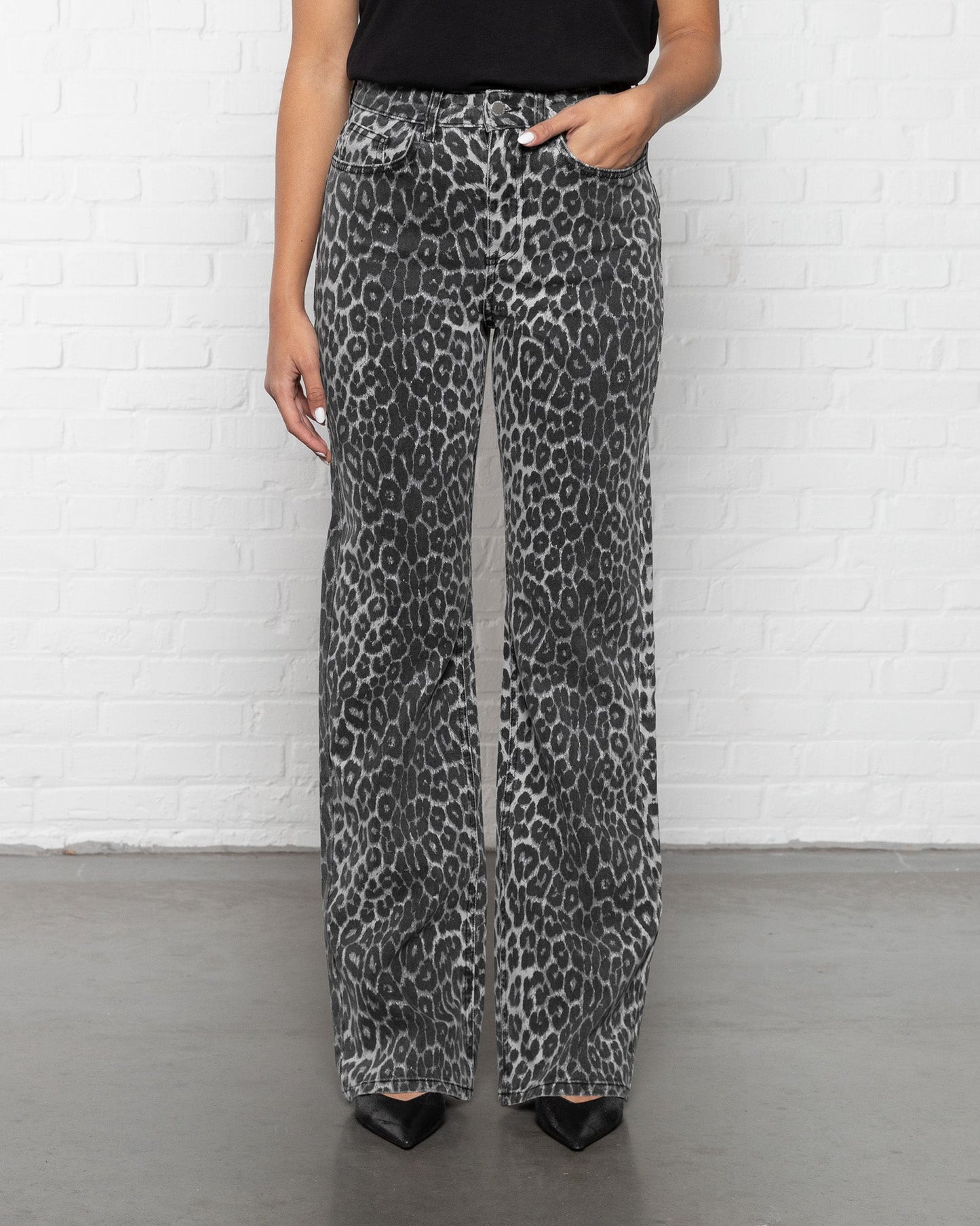 Jeans Oscura | leopardo gris