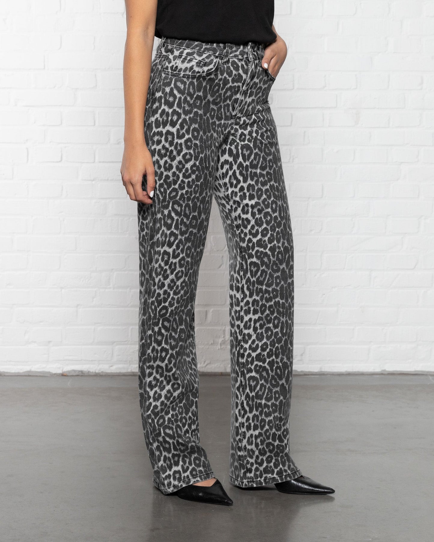 Jeans Oscura | leopardo gris