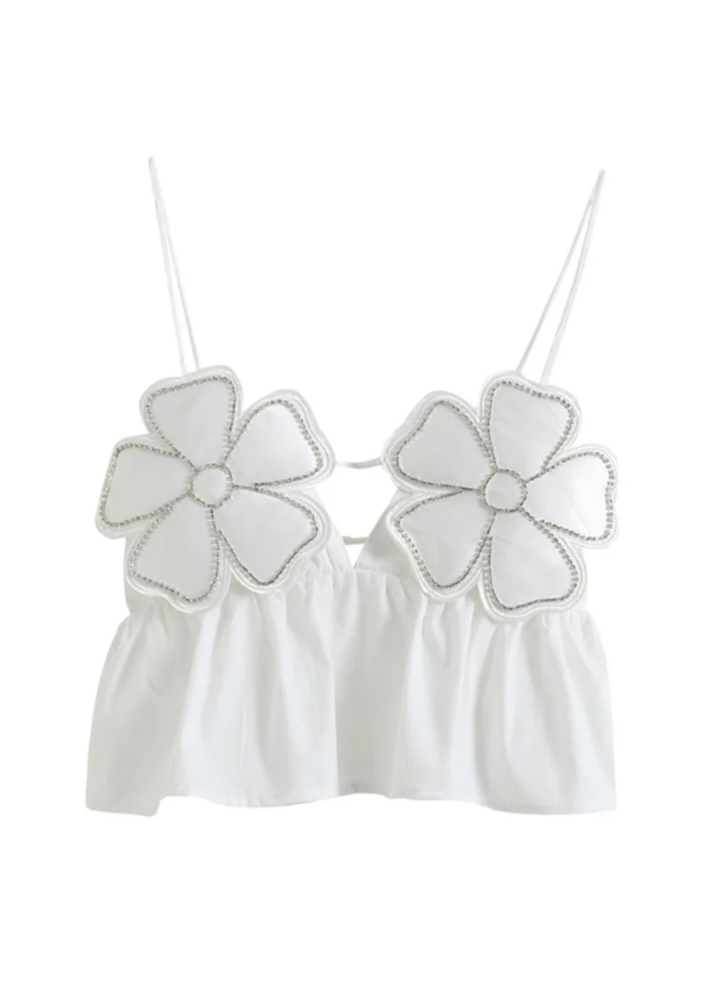 Arabella | Top floral con pedreria