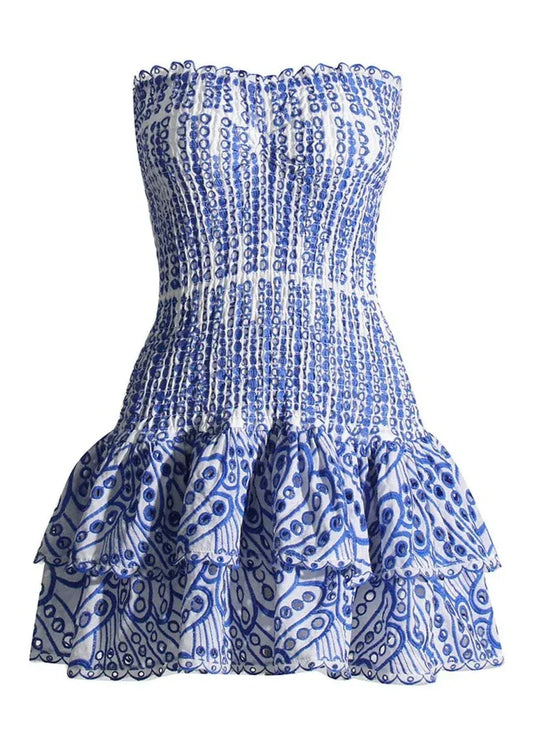 Dolce Blue | Vestido mini sin tirantes azul