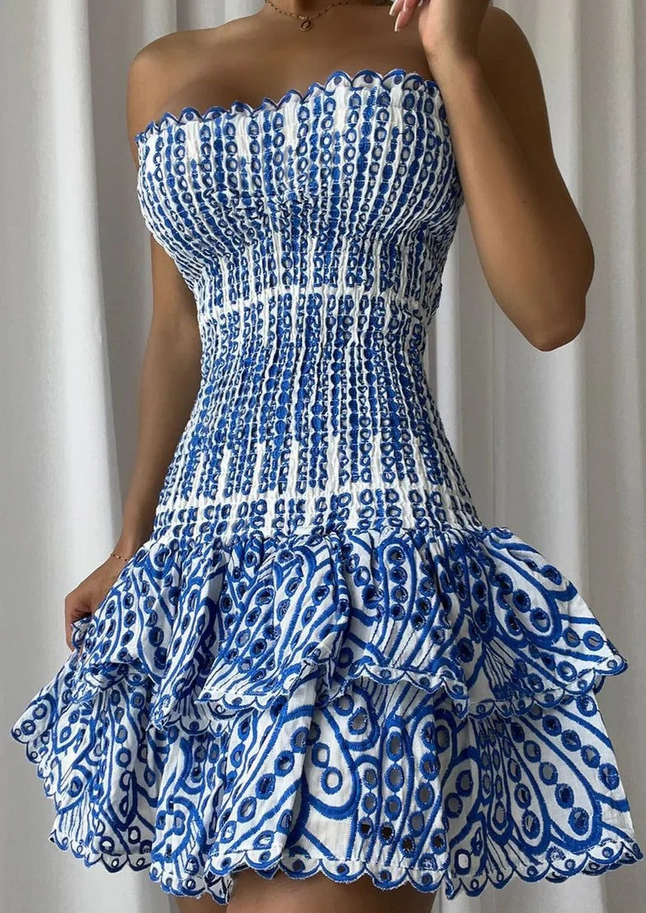 Dolce Blue | Vestido mini sin tirantes azul