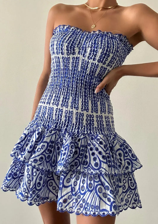 Dolce Blue | Vestido mini sin tirantes azul