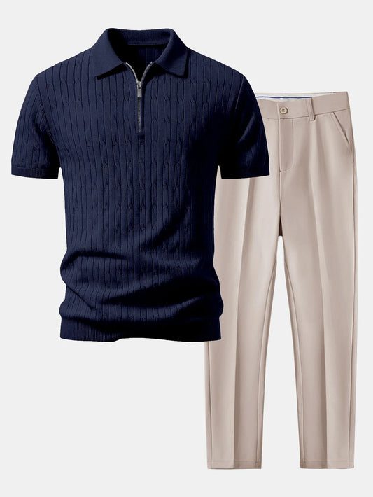 Valerio | Polo jacquard y pantalón tapered