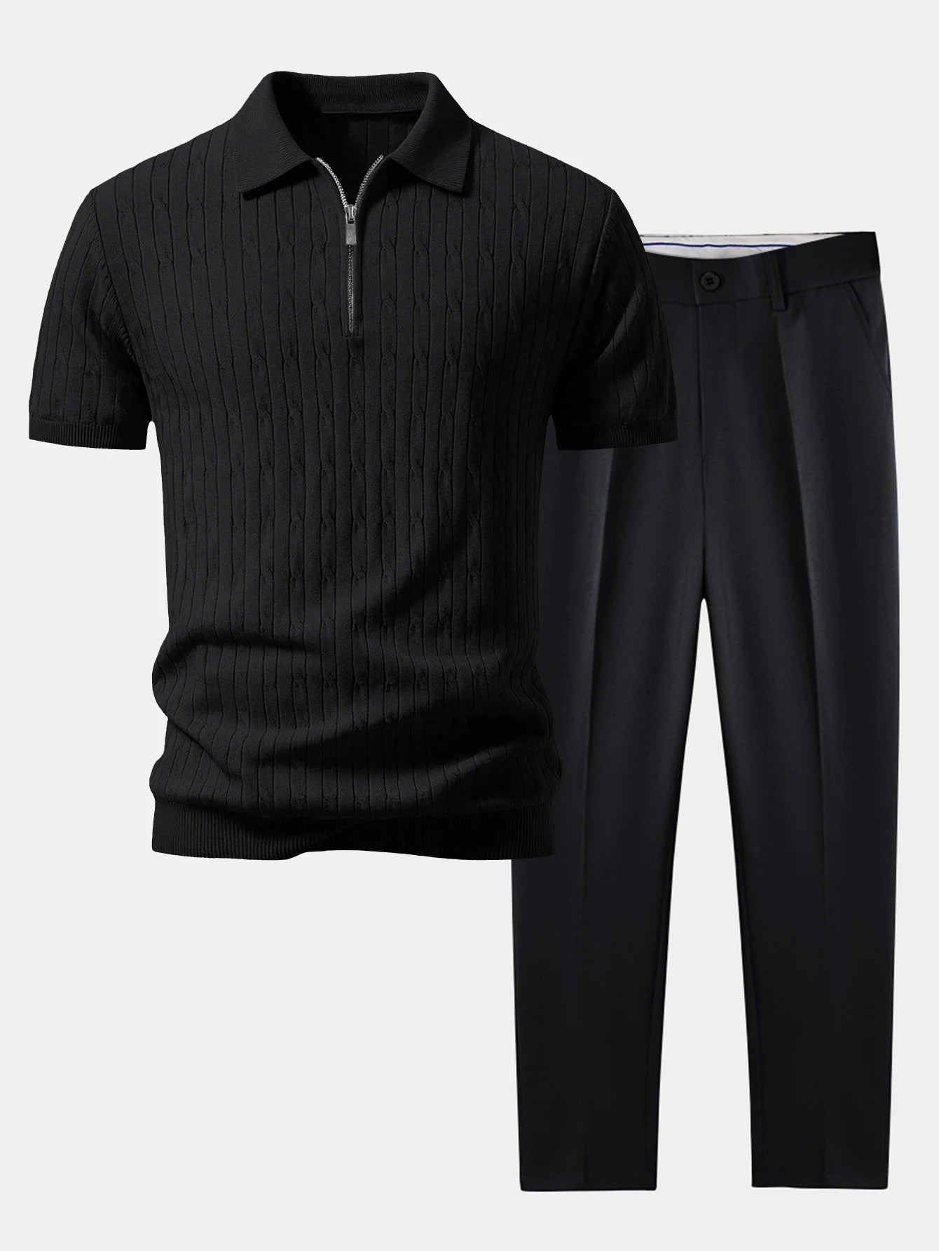 Valerio | Polo jacquard y pantalón tapered