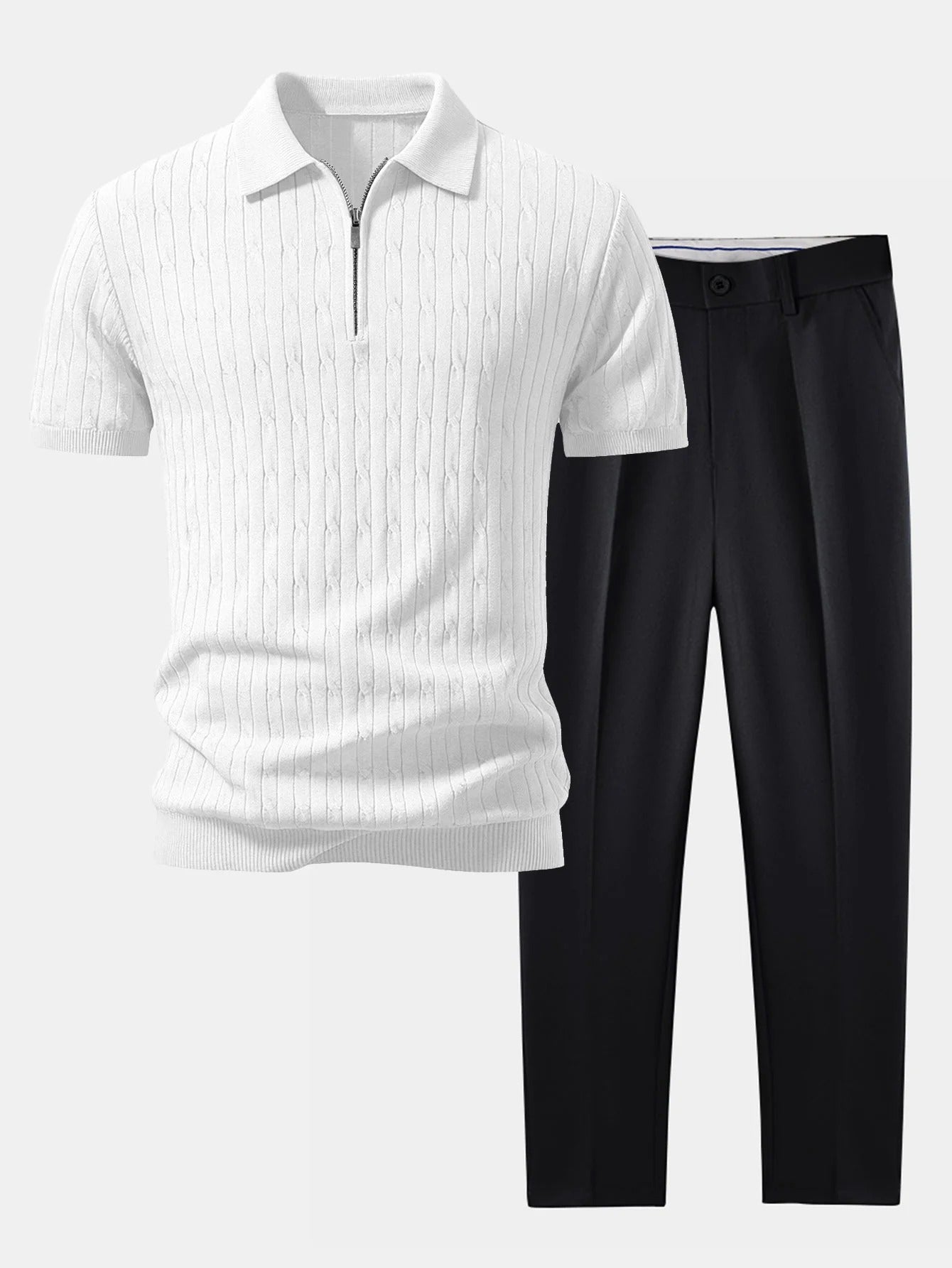 Valerio | Polo jacquard y pantalón tapered